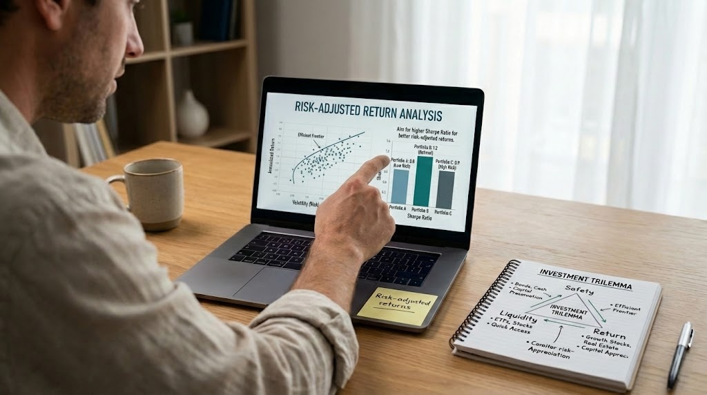 risk-adjusted-returns-investor-balancing-risk-and-return-chart